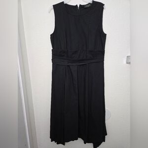Chepè Made Italy Black Sleeveless Cotton Pleated Dress Sz Small